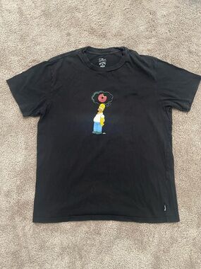 Billabong Black Homer Simpson Donut Graphic Tee